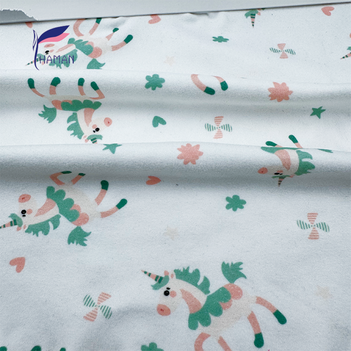 Comfortable 260gsm 92%P 8%Spandex Knit Print Premium Low Price White Unicorn Cartoon for Girls for Kids Pajamas & Sleepwear - Image 2