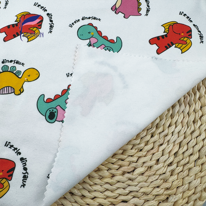 Comfortable Low Price Wholesale 92%P 8%Sp Knit Polyester Print - White Cartoon Dinosaur Pattern for Kids Apparel & Home Decor - Image 3