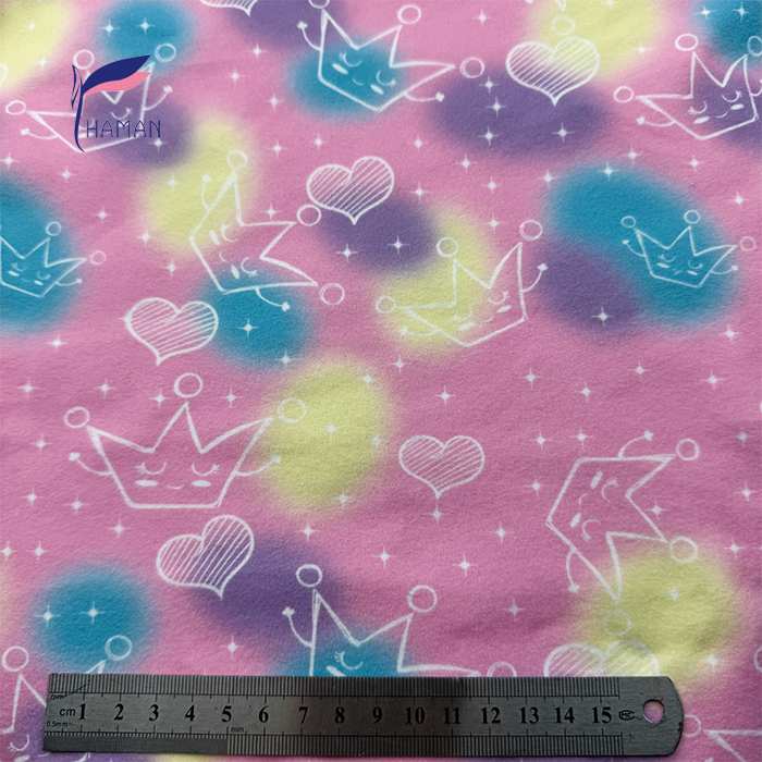 Wholesale Comfortable Low Price 260gsm 92%P 8%Spandex Knit Print - Colorful Crown & Heart Pattern Kids Pajamas - Image 2