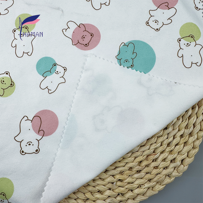 Low Price Wholesale 260gsm 92%P 8%Sp Knit Polyester Print - White Base Cartoon Bear & Colour Heads for Kids Apparel & Home Decor - Image 3