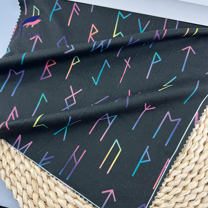Wholesale Comfortable Low Price 260gsm 92%P 8%Sp Knit Print -Black Back Colorful Letters Cartoon for Kids Pajamas & Home Decor - Image 2