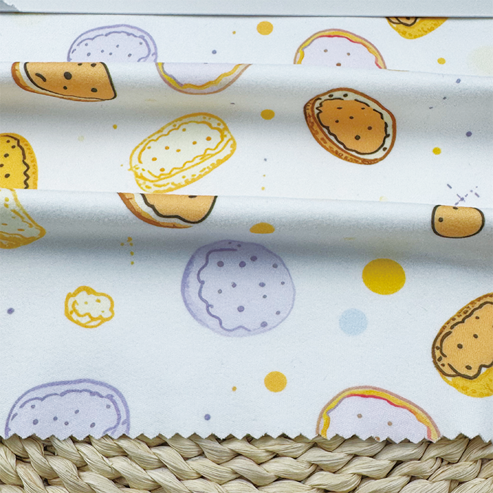 Wholesale 260gsm 92% P 8% SP Knit Polyester Print Fabric White Base Cartoon Bread Pattern for Kids Apparel Home Decor for Girls - Image 3