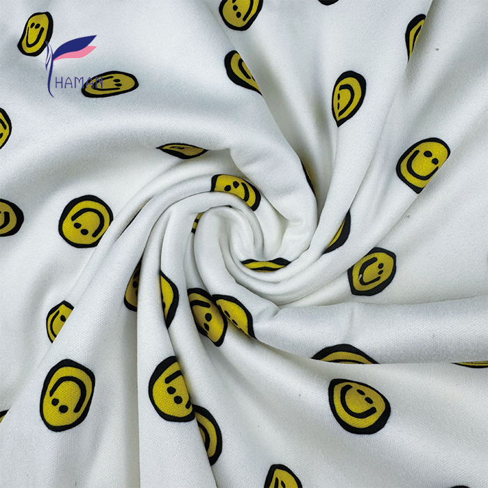 Soft Smiley Print Knit Fabric 92% Polyester 8% Spandex 260gsm White Base | Wholesale for Kids Wear Home Decor - Image 3
