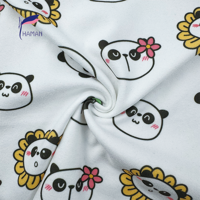 Low Price Wholesale 260gsm 92%P 8%Spandex Knit Polyester Print - White Base Cartoon Panda Heads for Kids Apparel & Home Decor - Image 7