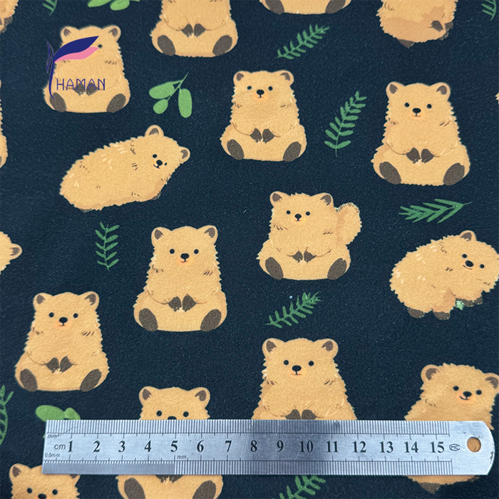 Low Price Wholesale 260gsm 92%P 8%Spandex Knit Polyester Print - Black Base Cartoon Raccoon Heads for Kids Apparel & Home Decor - Image 5