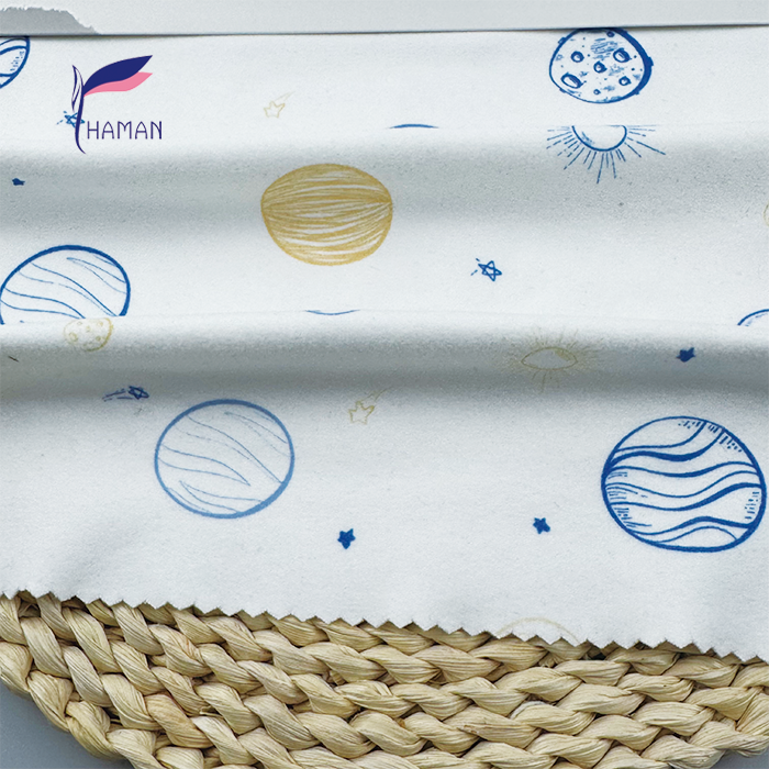 Low Price Wholesale 260gsm 92%P 8%Spandex Knit Polyester Print - White Base Cartoon Planet Pattern for Kids Apparel & Home Decor - Image 3