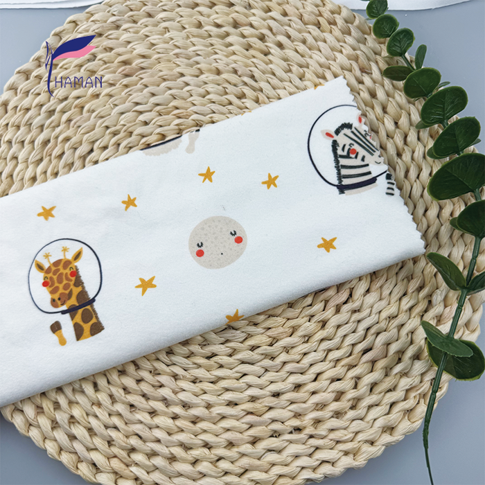 Low Price Wholesale 260gsm 92%P 8%Sp Knit Polyester Print - White Cartoon Animal & Planet Pattern Kids Apparel & Home Decor - Image 7