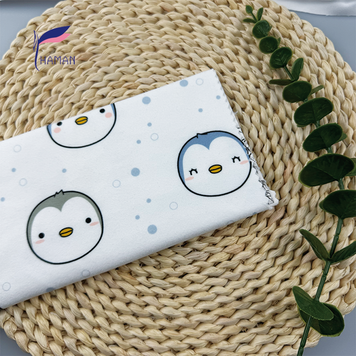 Wholesale 260gsm 92% P 8% SP Knit Polyester Print Fabric White Base with Cartoon Penguin Pattern for Girls' Apparel Home Decor - Image 6