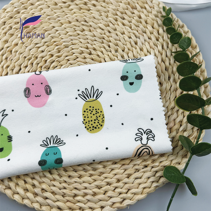 Comfortable Low Price Wholesale 92%P 8%Sp Knit Polyester Print - White Cartoon Pineapple Pattern for Kids Apparel & Home Decor - Image 6