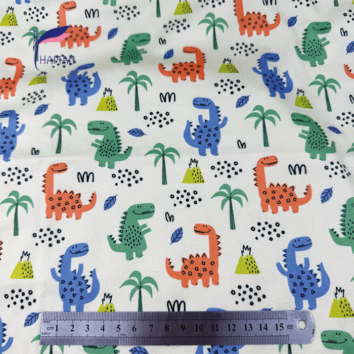 Wholesale 92P8SP Kids Fleece Knit - Yellow Base W/ Cartoon Dinosaur Print, 260gsm Child-Safe for Childrenswear & Loungewear - Image 2