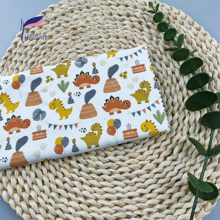 Comfortable Low Price Wholesale 92%P 8%Sp Knit Polyester Print - White Cartoon Dinosaur Pattern for Kids Apparel & Home Decor - Image 6