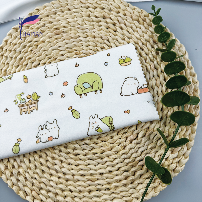 Comfortable Low Price 260gsm 92%P 8%Spandex Knit Print - White Bunny Cartoon for Kids Pajamas & Sleepwear Wholesale - Image 6