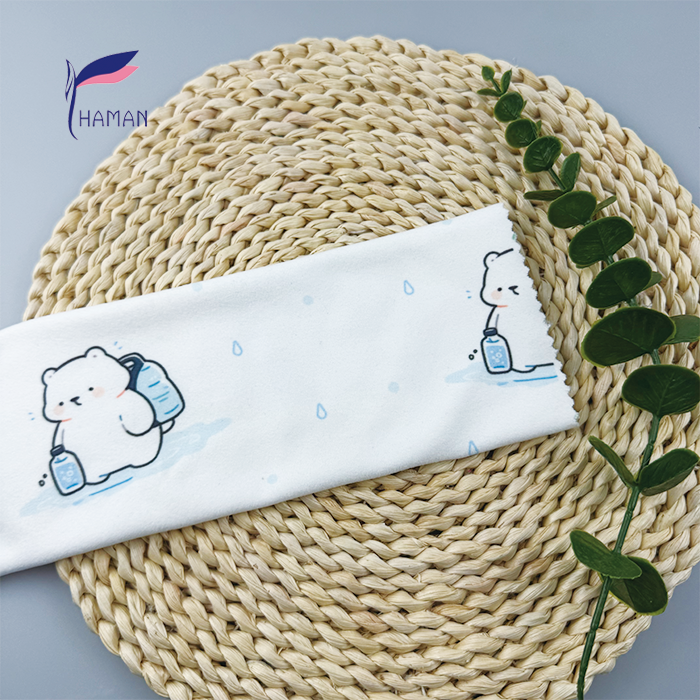 Low Price Wholesale 260gsm 92%P 8%Spandex Knit Polyester Print - White Base Cartoon Bear Heads for Kids Apparel & Home Decor - Image 6