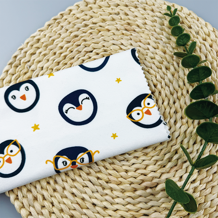 Wholesale 260gsm 92% P 8% SP Knit Polyester Print Fabric White Base with Cartoon Penguin Pattern for Girls' Apparel Home Decor - Image 6