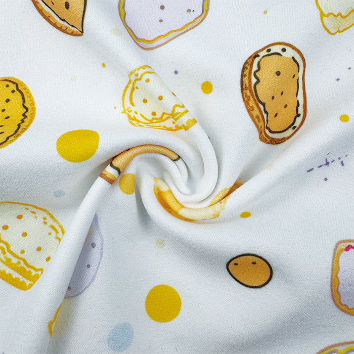 Wholesale 260gsm 92% P 8% SP Knit Polyester Print Fabric White Base Cartoon Bread Pattern for Kids Apparel Home Decor for Girls - Image 2