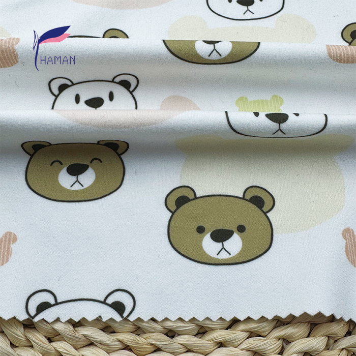 Low Price Wholesale 260gsm 92%P 8%Spandex Knit Polyester Print - White Base Cartoon Animal for Kids Apparel & Home Decor - Image 2