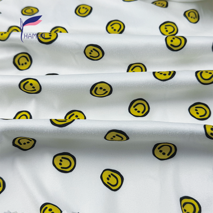 Soft Smiley Print Knit Fabric 92% Polyester 8% Spandex 260gsm White Base | Wholesale for Kids Wear Home Decor - Image 2