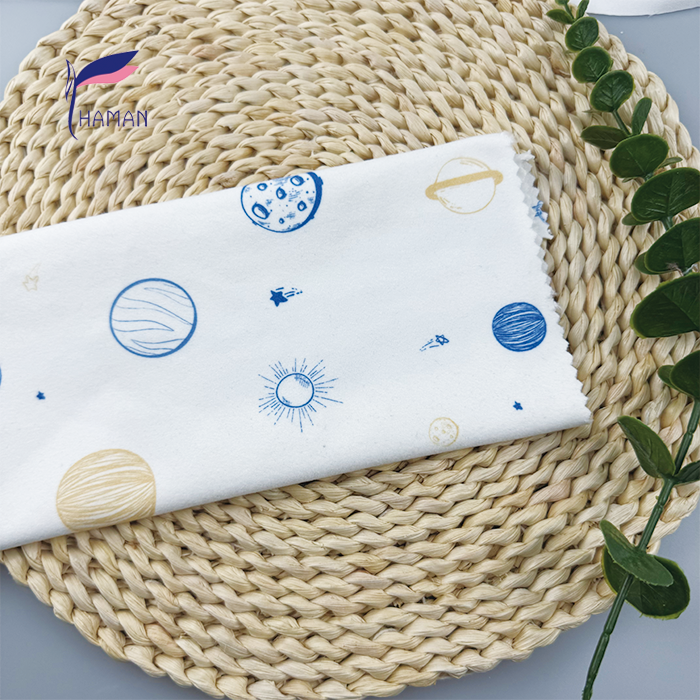 Low Price Wholesale 260gsm 92%P 8%Spandex Knit Polyester Print - White Base Cartoon Planet Pattern for Kids Apparel & Home Decor - Image 2