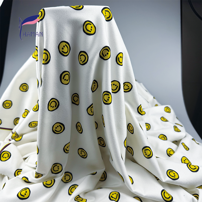 Soft Smiley Print Knit Fabric 92% Polyester 8% Spandex 260gsm White Base | Wholesale for Kids Wear Home Decor - Image 7