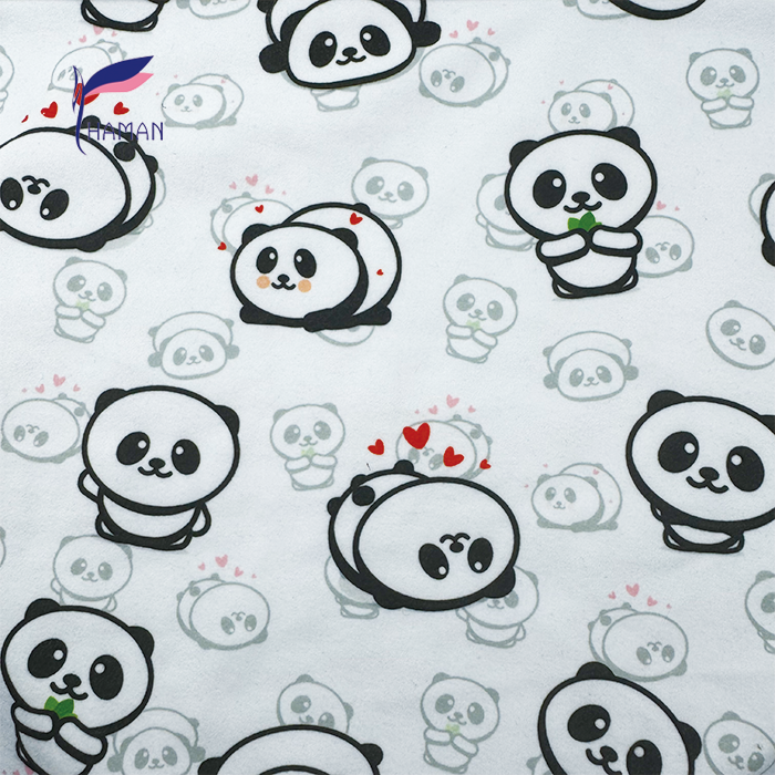 Low Price Wholesale 260gsm 92%P 8%Spandex Knit Polyester Print - White Base Cartoon Panda Heads for Kids Apparel & Home Decor - Image 3