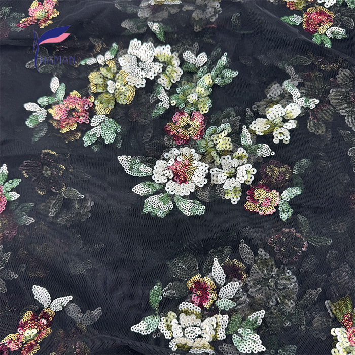 Luxurious Polyester Mesh Fabric with Embroidered Sequins High Quality for Quick-Dry Soft Solid Patterns-for Skirts and Bags - Image 2