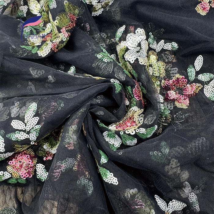 Luxurious Polyester Mesh Fabric with Embroidered Sequins High Quality for Quick-Dry Soft Solid Patterns-for Skirts and Bags - Image 3