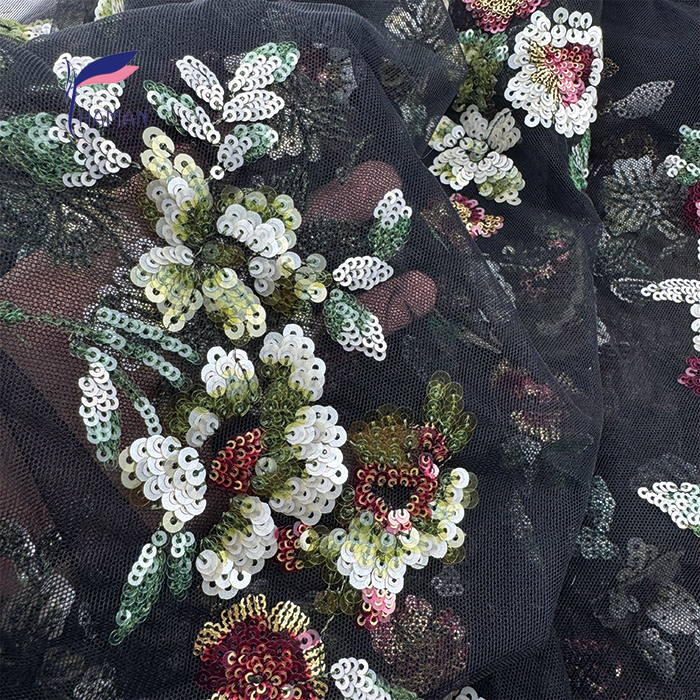 Luxurious Polyester Mesh Fabric with Embroidered Sequins High Quality for Quick-Dry Soft Solid Patterns-for Skirts and Bags - Image 4