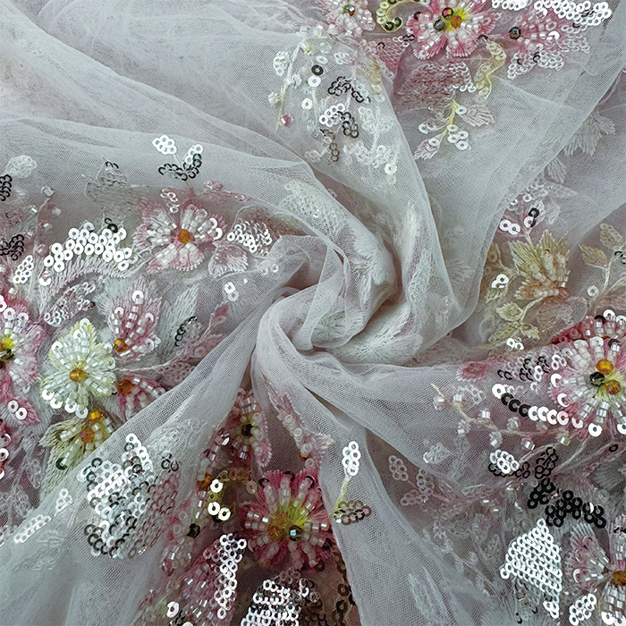 Luxurious High Quality Quick-Dry Polyester Mesh Fabric with Embroidered Sequins Soft Solid Patterns for Dresses Skirts Bags - Image 3