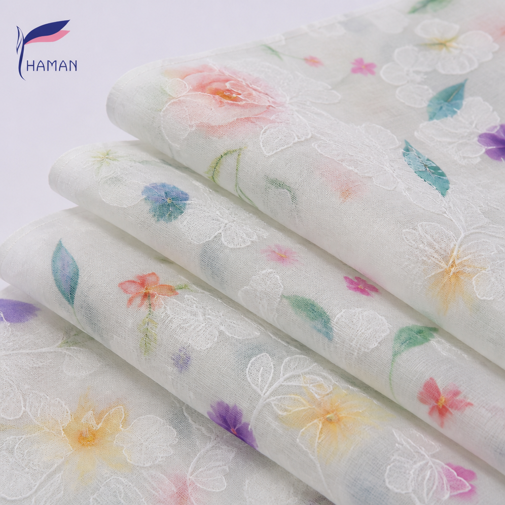 Wholesale 100% Polyester Crinkle Fabric Ultra-Sheer Luxury Scarves Cheongsam Girls Interlining Print Textured - Image 3