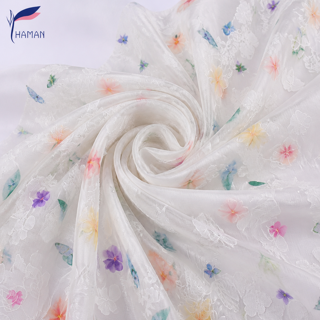 Wholesale 100% Polyester Crinkle Fabric Ultra-Sheer Luxury Scarves Cheongsam Girls Interlining Print Textured - Image 4