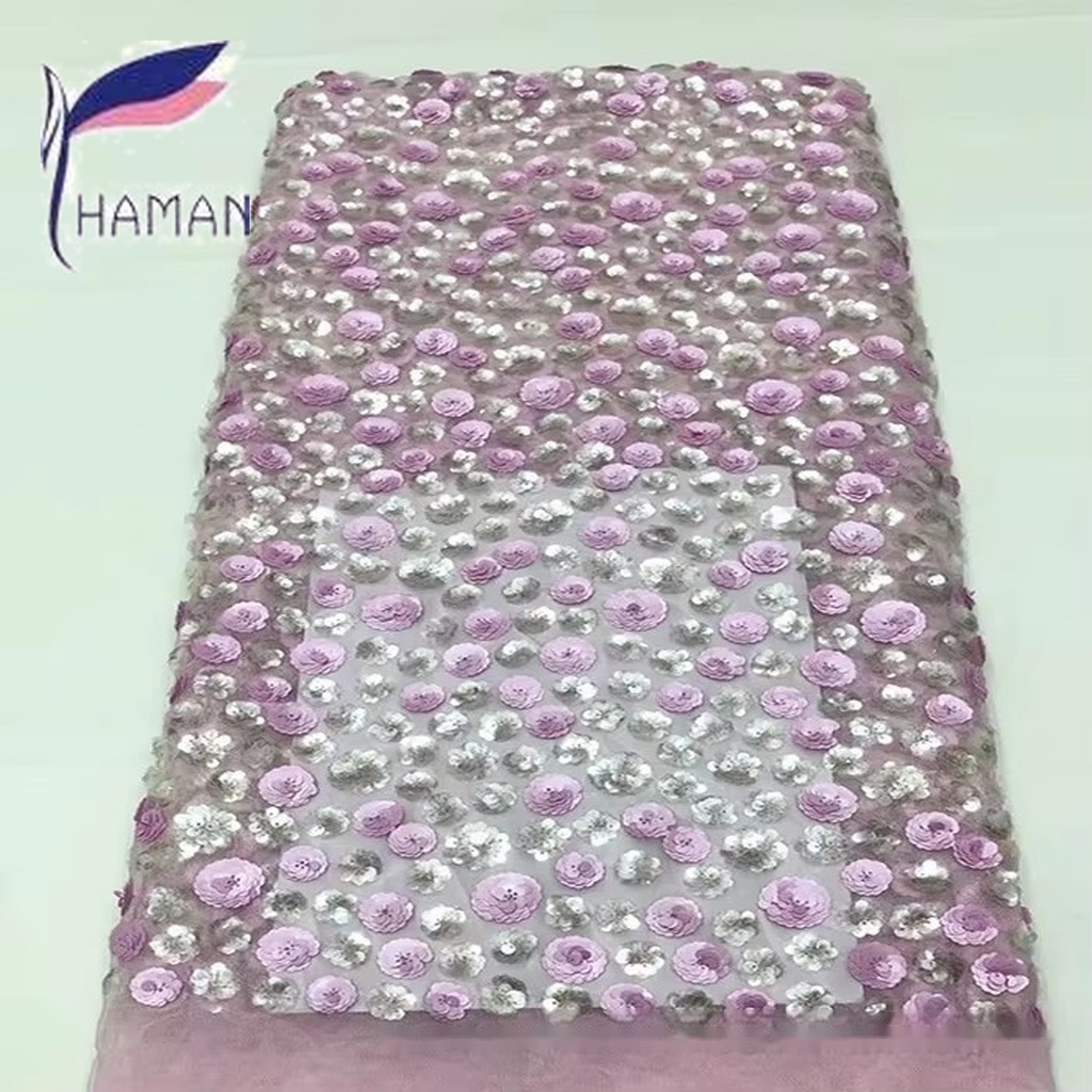 Two-Tone Plum Blossom Applique Embroidered Sequin Woven Polyester Filament Lace Fabric Fresh Chic Womens Dresses - Image 4