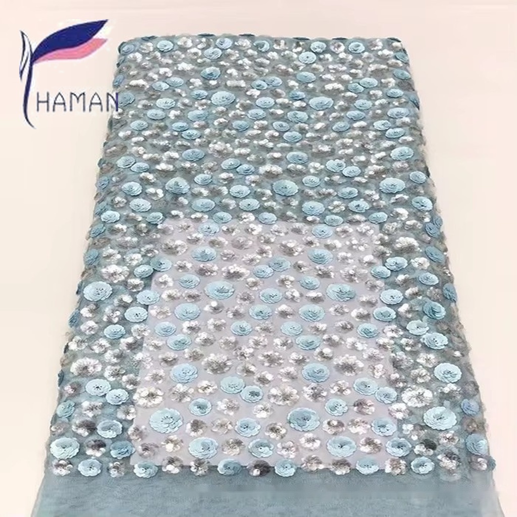 Two-Tone Plum Blossom Applique Embroidered Sequin Woven Polyester Filament Lace Fabric Fresh Chic Womens Dresses - Image 5