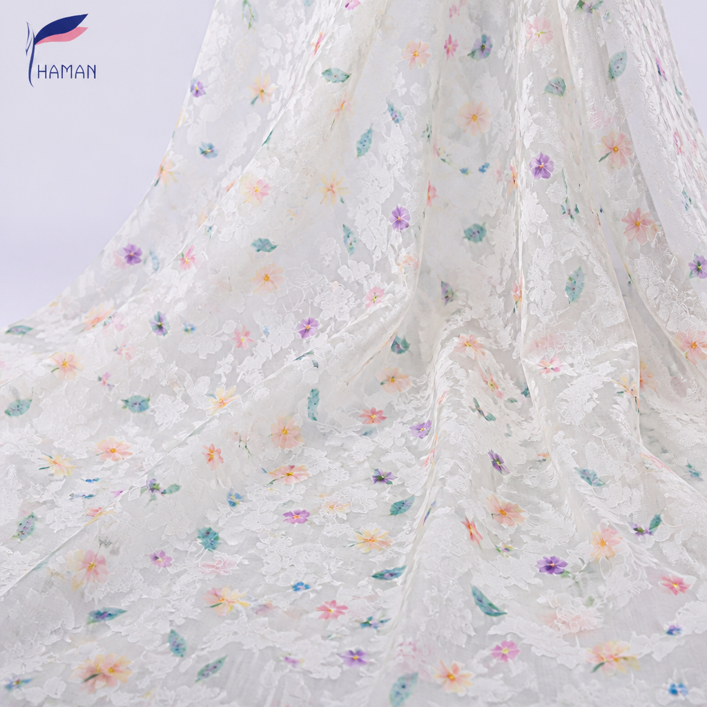 Wholesale 100% Polyester Crinkle Fabric Ultra-Sheer Luxury Scarves Cheongsam Girls Interlining Print Textured - Image 5