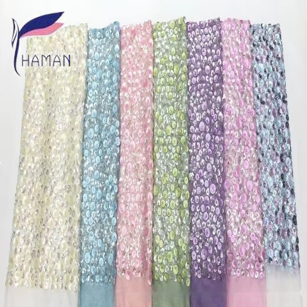 Two-Tone Plum Blossom Applique Embroidered Sequin Woven Polyester Filament Lace Fabric Fresh Chic Womens Dresses - Image 6