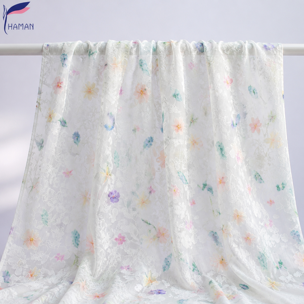 Wholesale 100% Polyester Crinkle Fabric Ultra-Sheer Luxury Scarves Cheongsam Girls Interlining Print Textured - Image 6