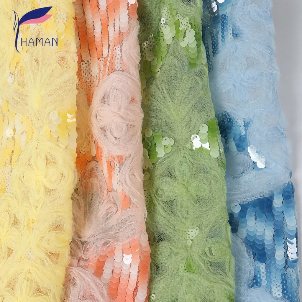 100% Polyester Breathable Dimensional Brocade Fabric Floral Motifs Wholesale Girls Spring/Summer Dresses Camisoles Evening Dress - Image 3