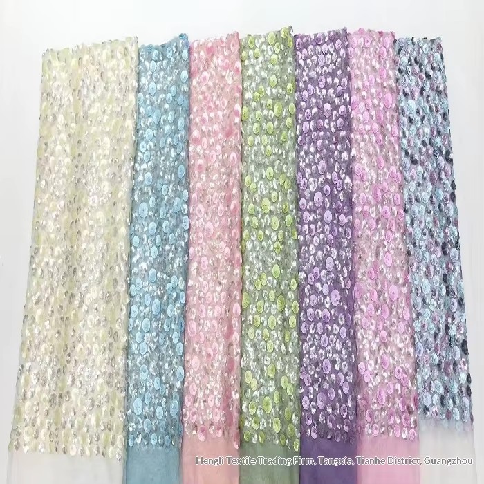 Two-Tone Plum Blossom Applique Embroidered Sequin Woven Polyester Filament Lace Fabric Fresh Chic Womens Dresses - Image 8