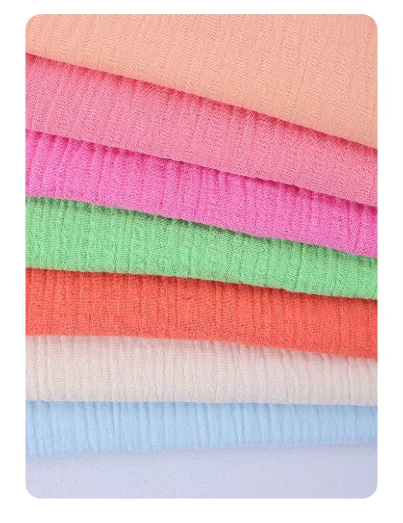 New Eco-Friendly Heavyweight Woven Plain Cotton 108*84 Double-layer Crepe Mesh Fabric for Baby Infant Drool Bibs - Image 5