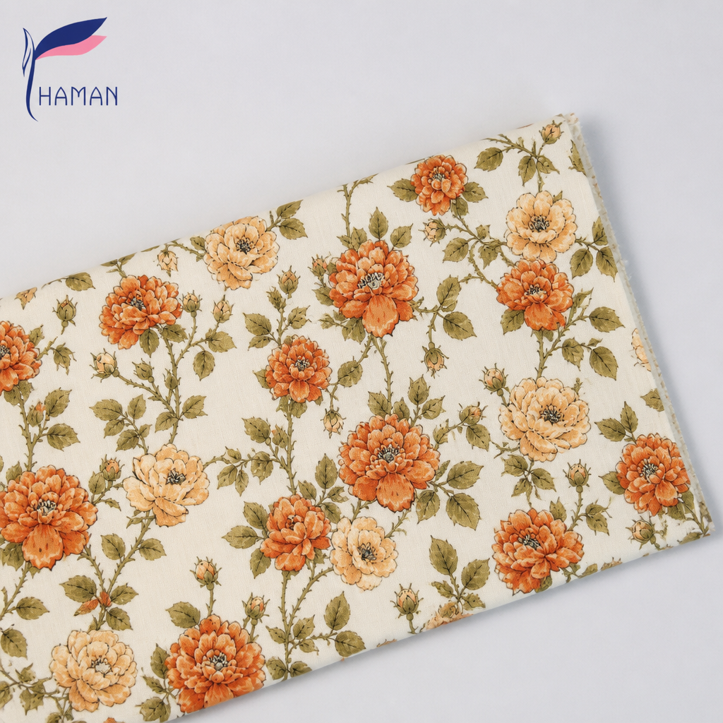 40s Breathable Organic Eco-Friendly Medium Weight Poplin Cotton Floral Digital Printed Fabric for Dress Shirt Use - Image 2