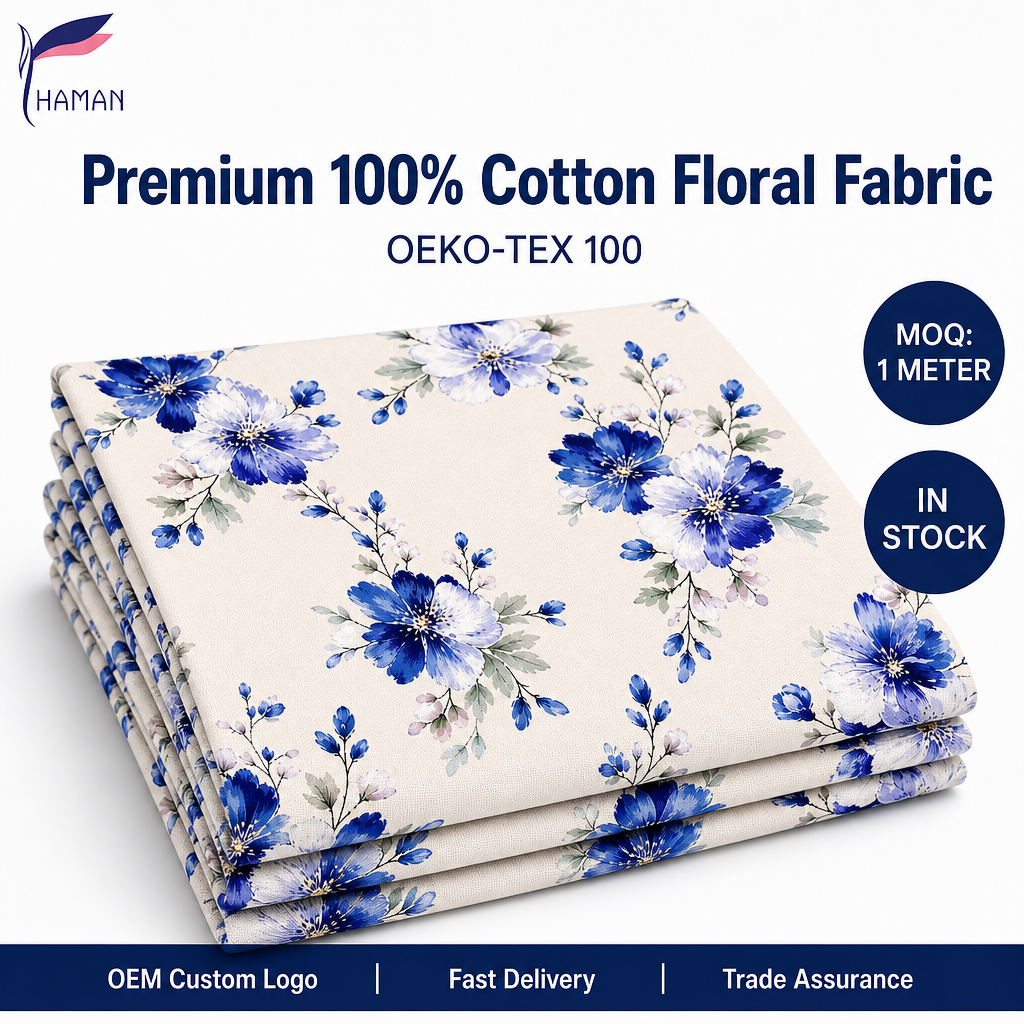100% Cotton Eco-Friendly Digital Printed Fabric 60x60 90x88 Plain Weave 80 GSM Floral Soft Breathable OEM Wholesale Sofa & Bag - Image 4
