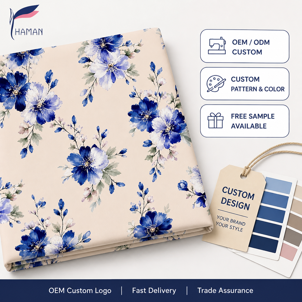 100% Cotton Eco-Friendly Digital Printed Fabric 60x60 90x88 Plain Weave 80 GSM Floral Soft Breathable OEM Wholesale Sofa & Bag - Image 2