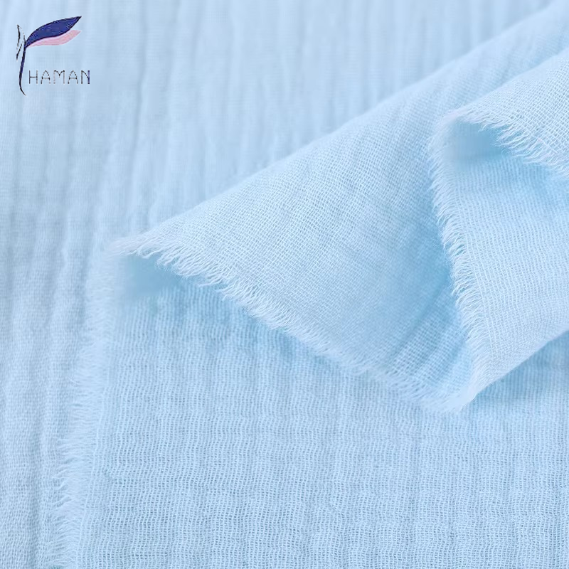 New Eco-Friendly Heavyweight Woven Plain Cotton 108*84 Double-layer Crepe Mesh Fabric for Baby Infant Drool Bibs - Image 2