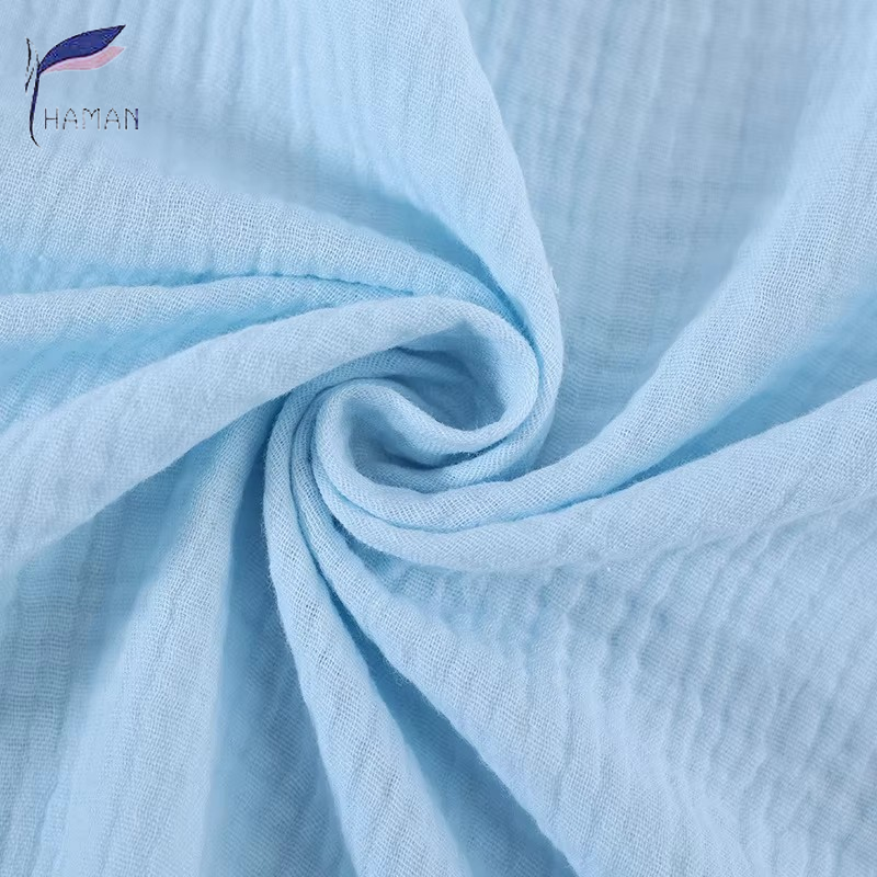New Eco-Friendly Heavyweight Woven Plain Cotton 108*84 Double-layer Crepe Mesh Fabric for Baby Infant Drool Bibs - Image 3