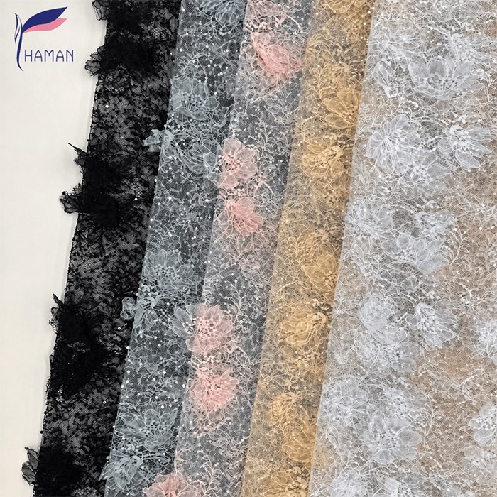 Knitted 100% Polyester Three-Dimensional Rose Sequin Embroidered Fabric for Wedding Dresses Girls' Apparel Sofa - Image 9