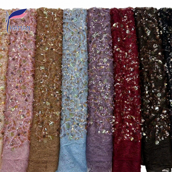Geometric Embroidered Lace Mesh Base Fabric Tulle Sequins Abrasion-Resistant 100% Polyester Fine Floral Pattern for Apparel - Image 15