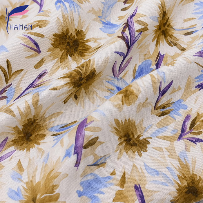 Customize Low Moq Floral Pattern on 100% Cotton Digital Printed Plain Poplin Fabric for Summer Dress - Image 5