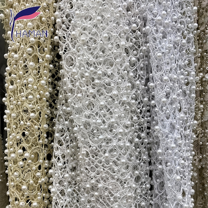 Western-style Floral Round-bead Embroidery Fishnet Crisscross Bone-cord Knitted Abrasion-Resistant Breathable Medium Fabric Lace - Image 6