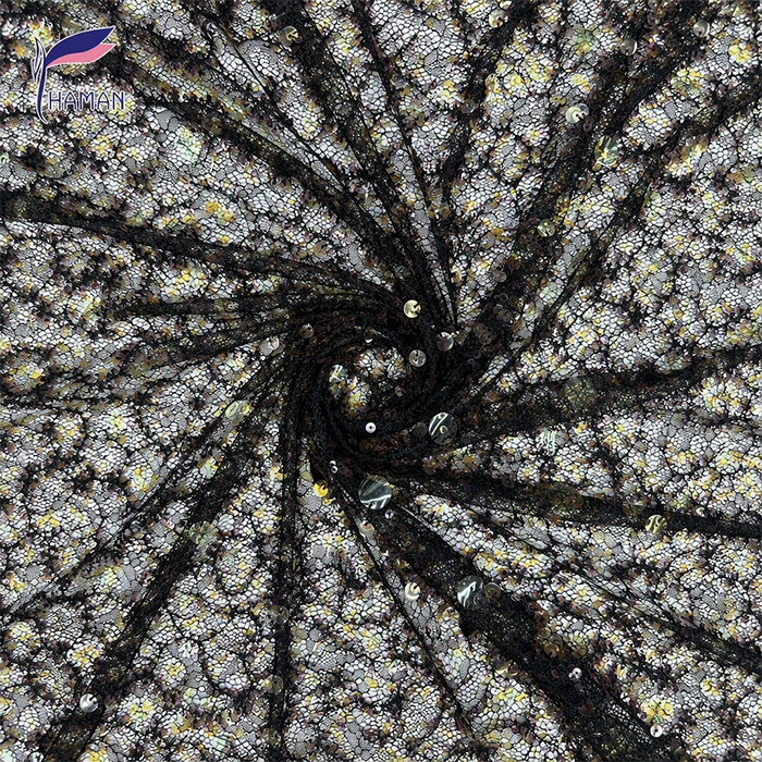 Geometric Embroidered Lace Mesh Base Fabric Tulle Sequins Abrasion-Resistant 100% Polyester Fine Floral Pattern for Apparel - Image 6
