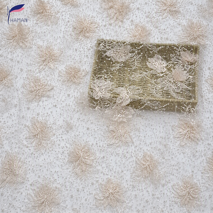 Knitted 100% Polyester Three-Dimensional Rose Sequin Embroidered Fabric for Wedding Dresses Girls' Apparel Sofa - Image 4