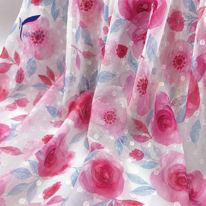 Digital Print BIG FLOWER 100% Polyester Wrinkle Resistant Lightweight Dobby Floral Jacquard Chiffon Fabric Printed for Dresses - Image 4